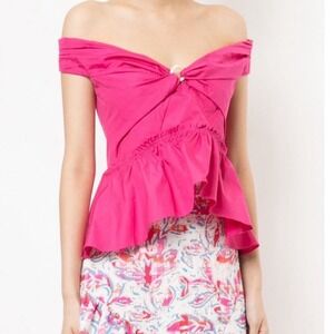 Peter Pilotto Pink Off Shoulder Peplum Top Ring Detail Fuchsia Sz 8 NWT Barbie
